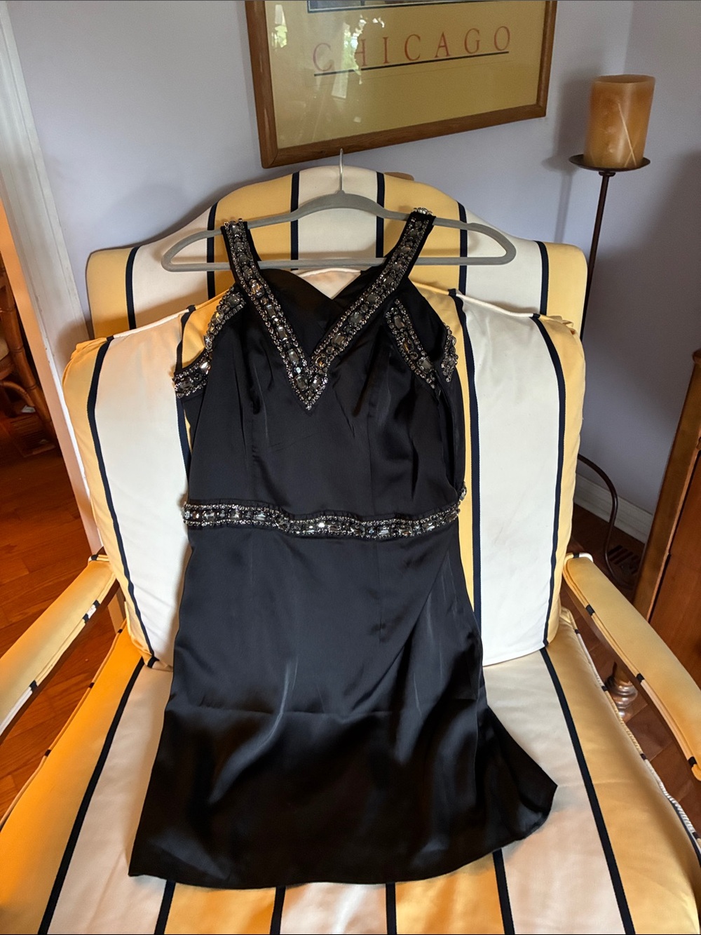 Express Black Mini Dress with Beaded Accents